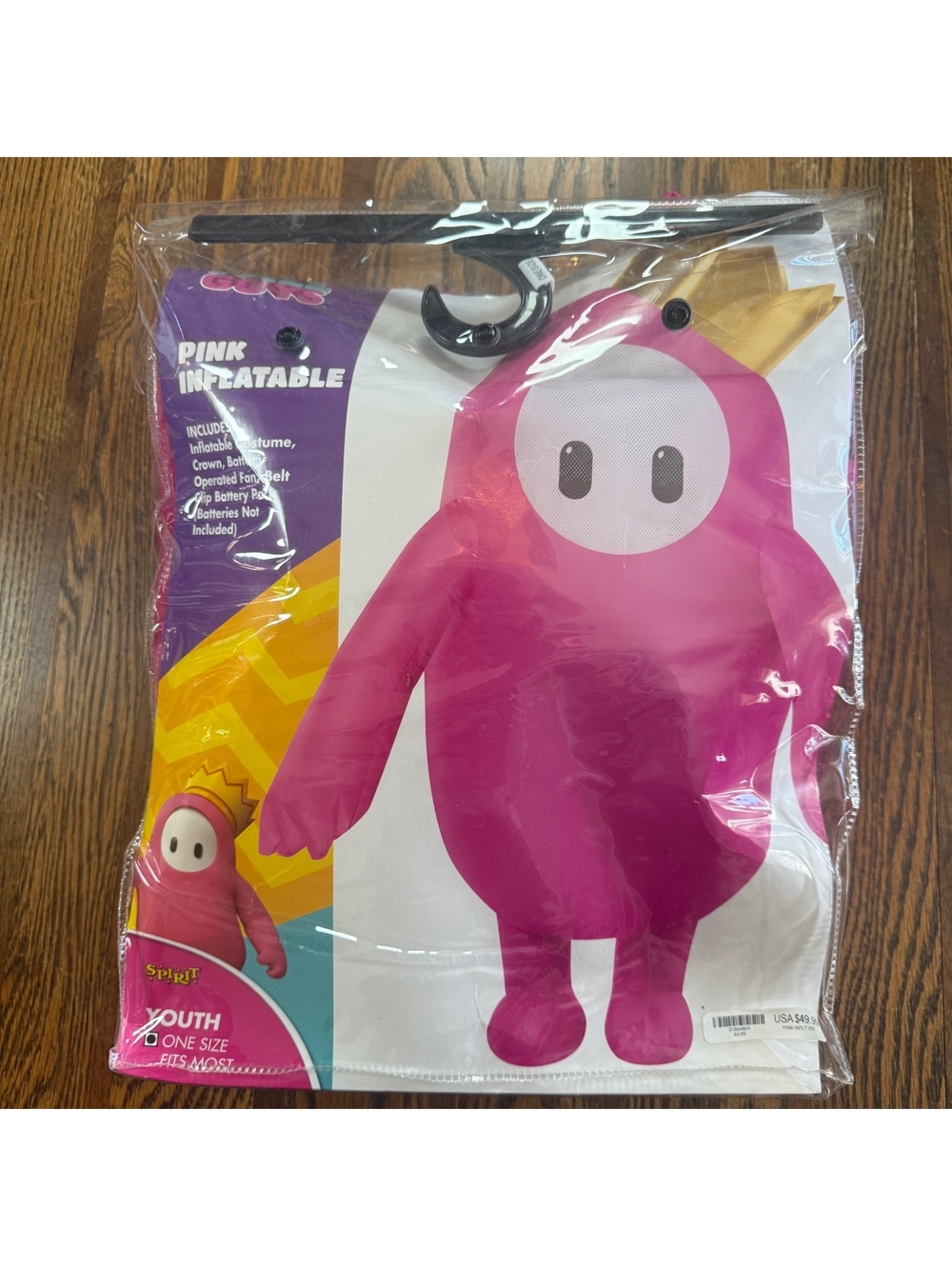 Spirit Halloween Kids Fall Guys Pink Inflatable Costume Youth One Size